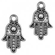 Metalen Bedel Hamsa hand 20x12mm Antiek zilver 